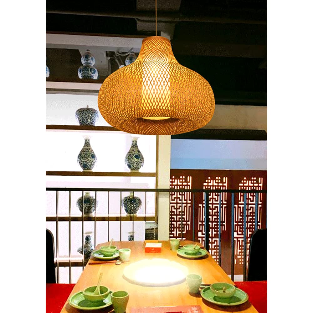 ZHANGL Lampada a sospensione lanterna in bambù retrò in stile europeo Lampadario in rattan intrecciato a mano Paralume in bambù E27 Lampada a risparmio energetico Comodino per uso domestico Lanterna a