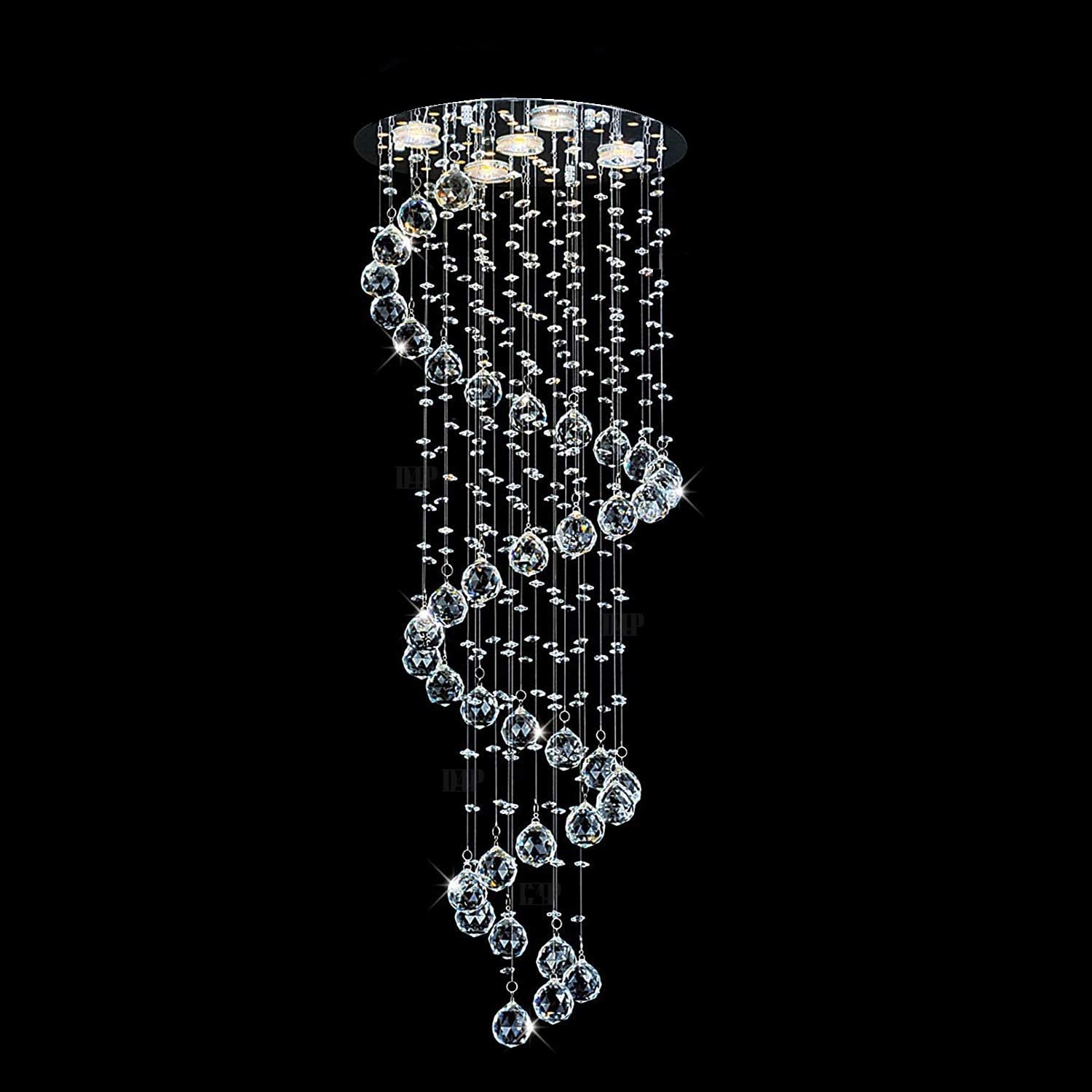 CRYSTA WORLDCRYSTA WORLD K9 Crystal Chandelier Modern Light Fixture(Warm White) (Design 16) L12/W12/H28