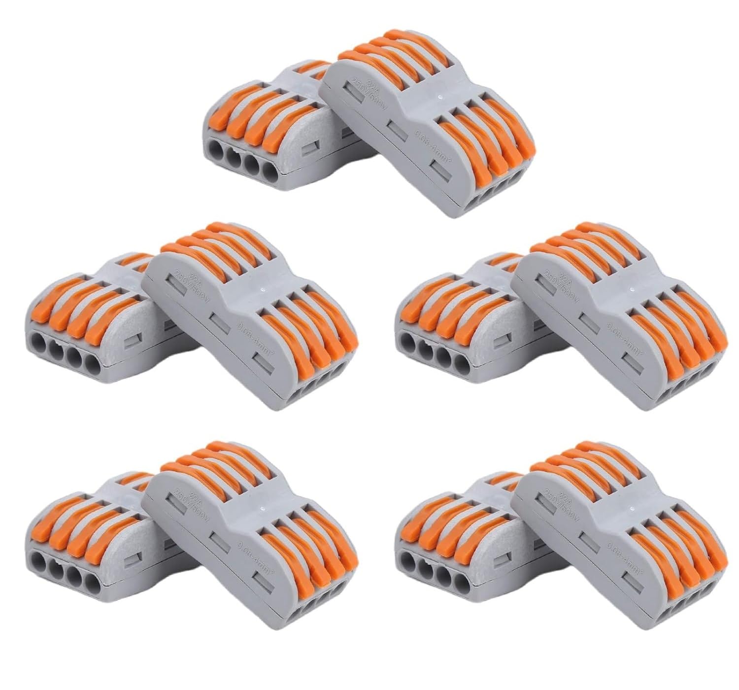 Compact Wire Connector - 4 in 4 out Connection Terminal - Lever Wire Joiner Connector - Butt Terminals for Quick Wiring (10-pcs, Orange)-image-37