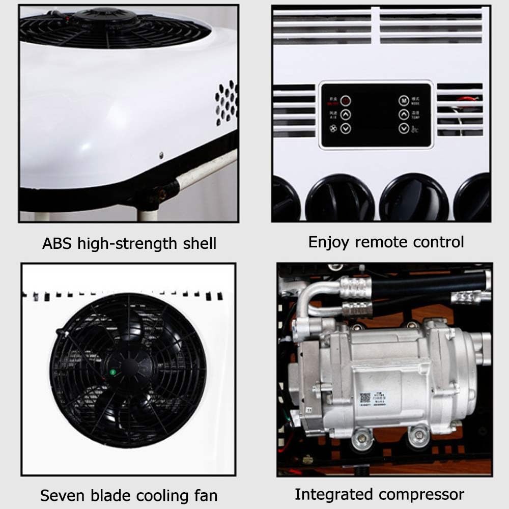 12V RV Aire Acondicionado En El Techo, Voltaje De Aparcamiento Autobús, Barco, Caravana, Furgoneta, Camión, Caravana, Remolque, Tractores, Enfriamiento Rápido, Blanco