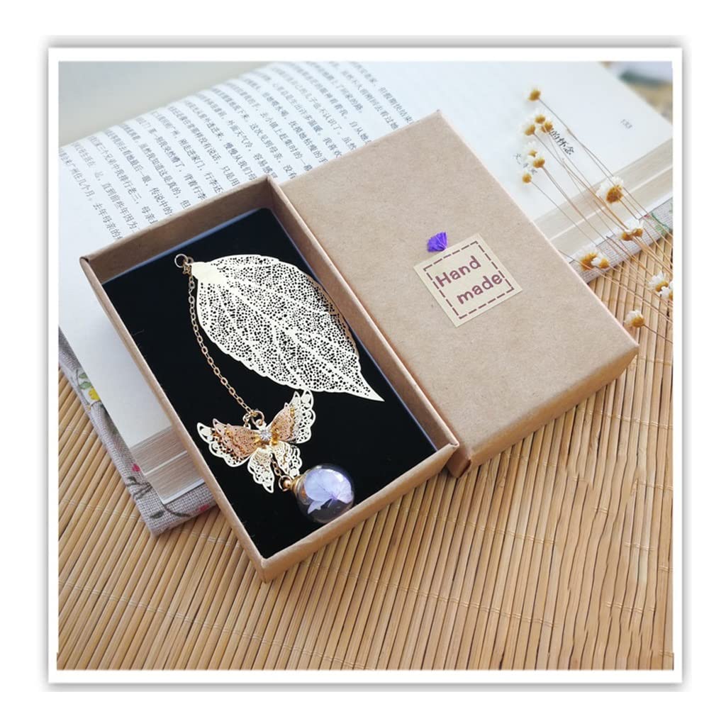 SUNESA Lesezeichen 1pc Metall kreatives Metallblatt Immortal Blume Lesezeichen Geschenk for Freunde Antiquitäten Metall Lesezeichen Stationerei Buch Markierungen (Color : E)