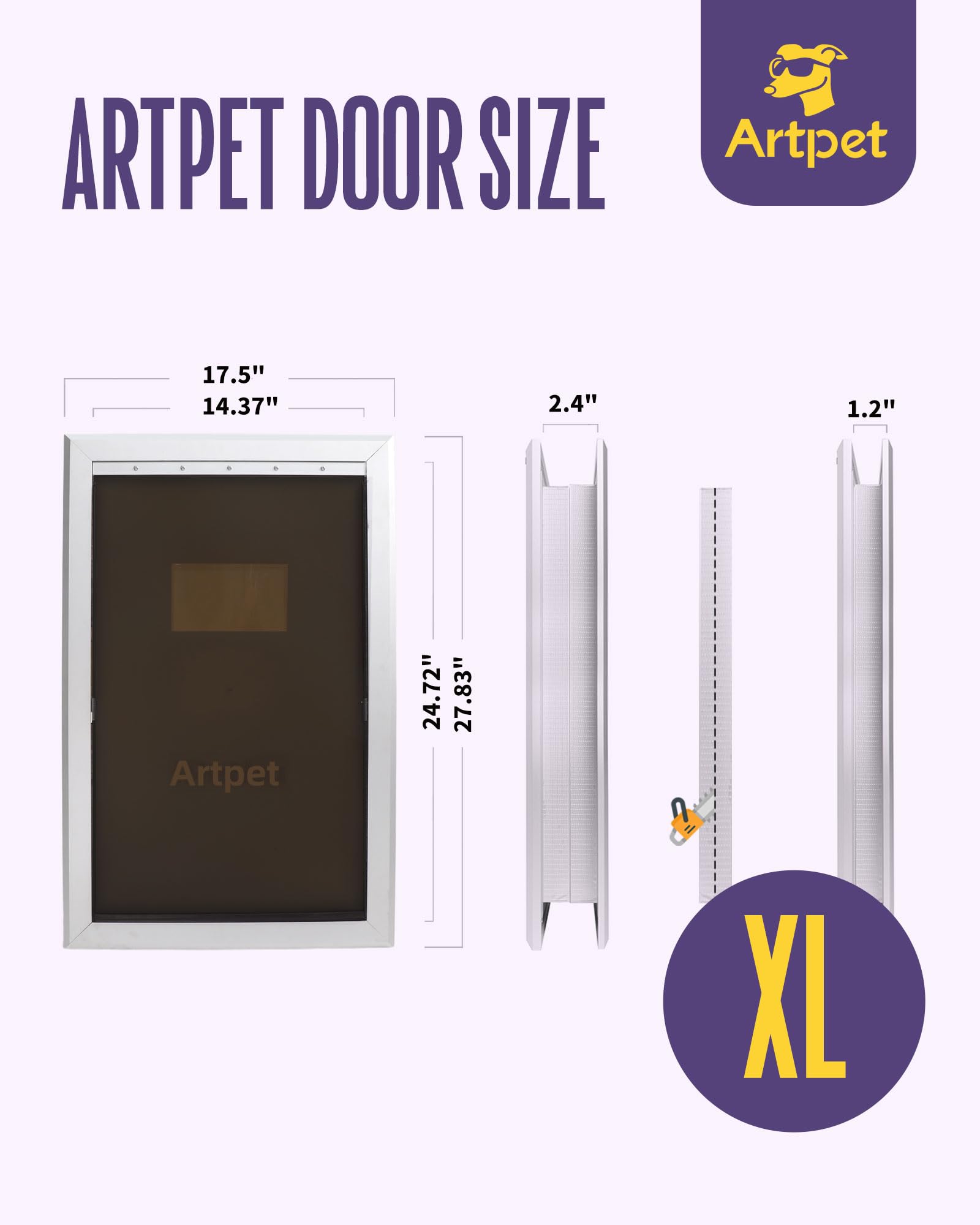 Puerta de perro XL para puertas, puerta de aluminio para mascotas para perros y gatos con bloqueo, hasta 220 libras