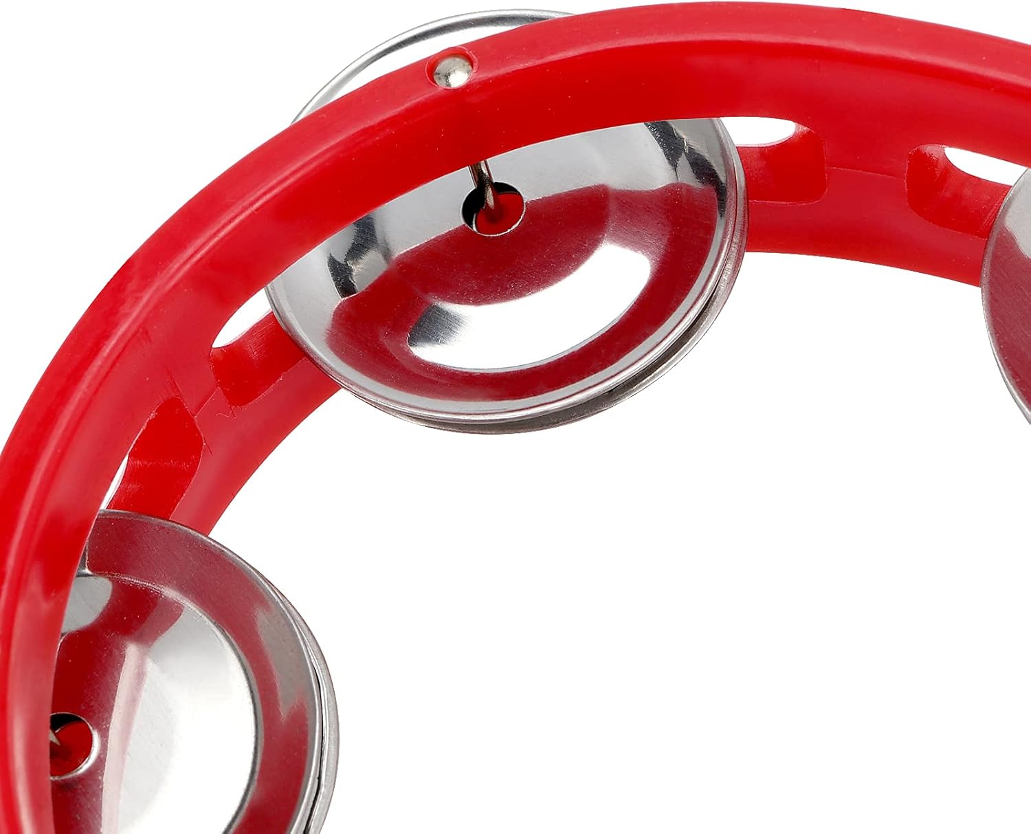 20 Pack 4 Inch Mini Handheld Tambourine, Plastic PercussionTambourine Half Moon Musical Tambourine with 4 Bells for Music Center Little Boys or Girls Center Party, Red and Yellow
