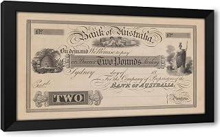 ArtDirect Bank of Australia two pound note (1820-1829) Custom Framed Art Print Giclee Print or Canvas Options with Various Sizes and Customization by Perkins & Heath