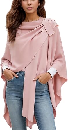 Womens Poncho Cross Open Front Shawls, Sweater Wrap Knitted Elegant Tops Cape Spring 2026 Going Out Casual Wear
