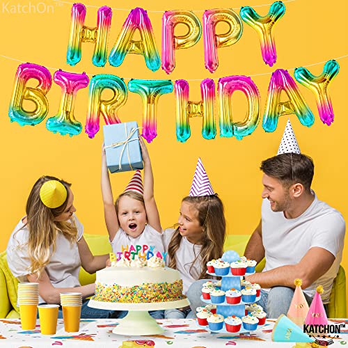 KatchOn, Rainbow Happy Birthday Balloon Letters - 16 Inch | Birthday Decorations for Women, Men, Boys and Girls | Hbd Foil Balloon Banner Backdrop For Neon Party Decorations | Birthday Signs For Party - Thumbnail 5