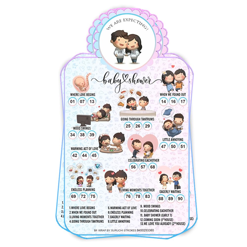 Baby Shower Tambola Tickets Tabletop Game | Theme Kitty Party Housie New Game (Pack of 20)-image-49