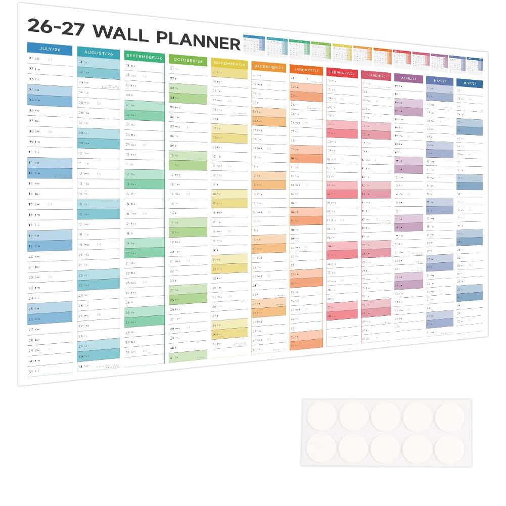 Wall planner 2026-2027 UK Academic Year Wall Planner, Jul 2026 - Jun 2027 A1 Size (33.0" x 23.5") for Office, Home and School, Non-laminated Year Planner