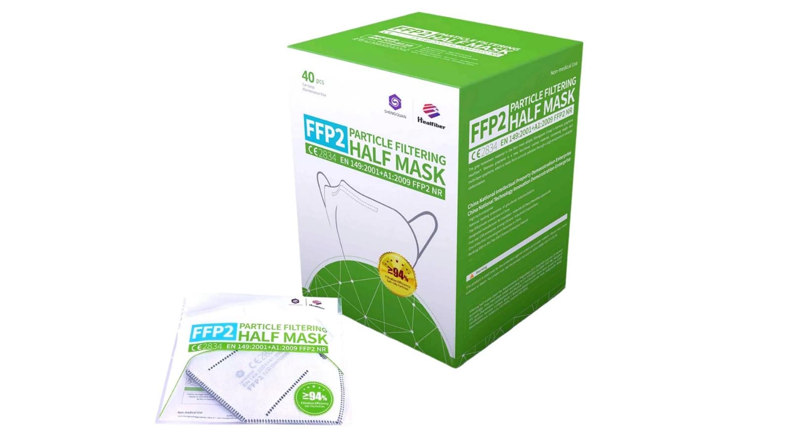 URUSANA FFP2 Masken CE zertifiziert 40 Stück Atemschutzmaske mit Schaumstoff FFP2 Maske mit CE2834 hygienische Verpackung Mund- und Nasenschutz EN149:2001+A1:2009