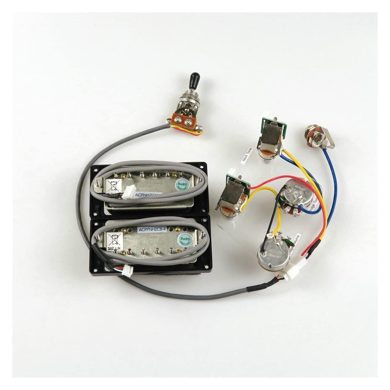 Doppelspulen-Humbucker Schwarze Humbucker E-Gitarren-Pickups Profi Alnico V Gitarre Pickups Kabelbaum Push-Pull Für Gibson/Epiphone Gitarre (Color : Black BK Frame)