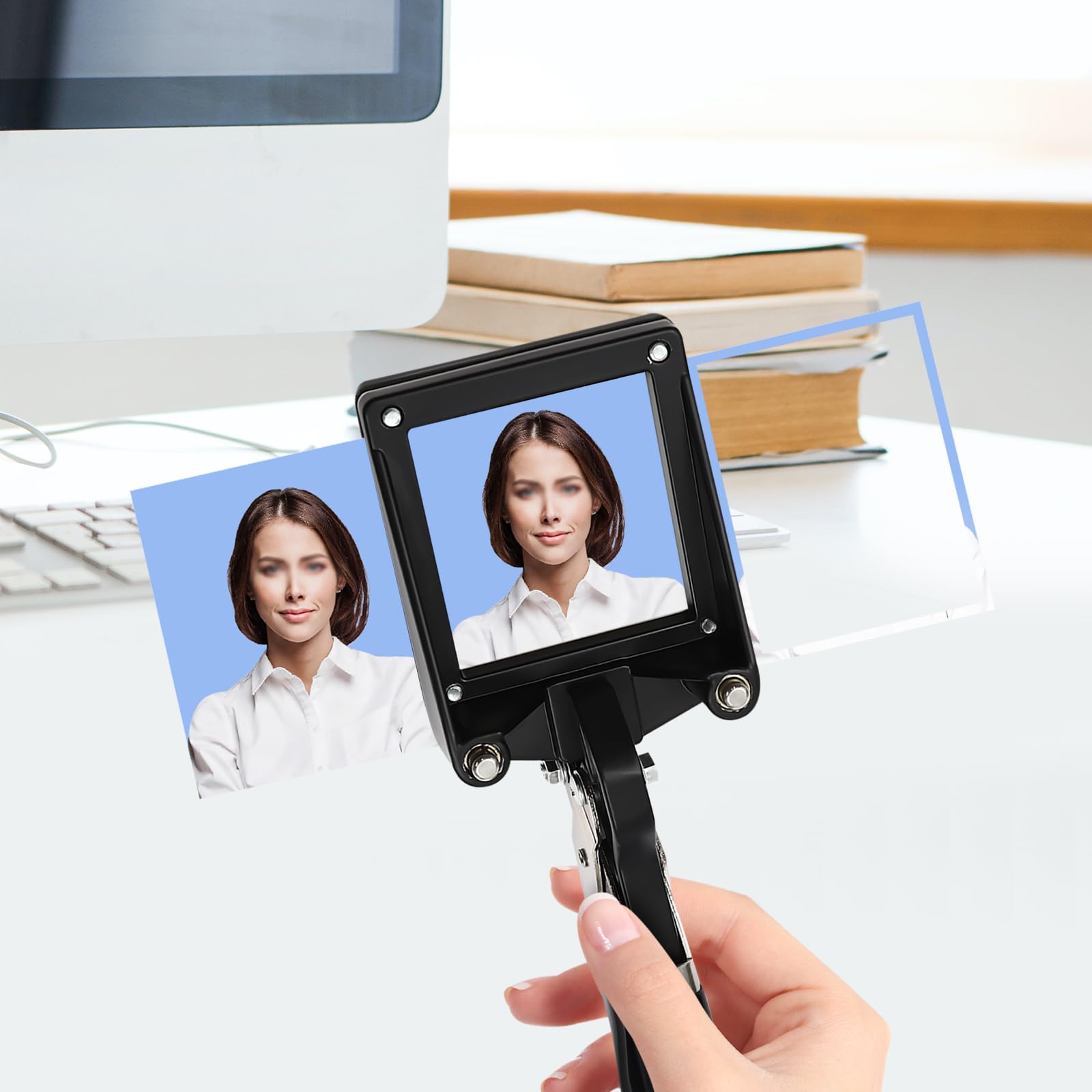 Fotoschneider, Handlicher Pass-Fotoschneider, Passausweis, Führerschein, Bildstanzer,Passbildstanze Reisepass Visa Handheld Photo Cutter,23 * 8.7cm