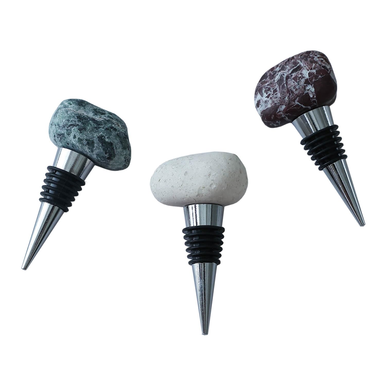 3 Pack Marble Wine Bottle Stoppers Handmade Irregular Stone Wine Saver