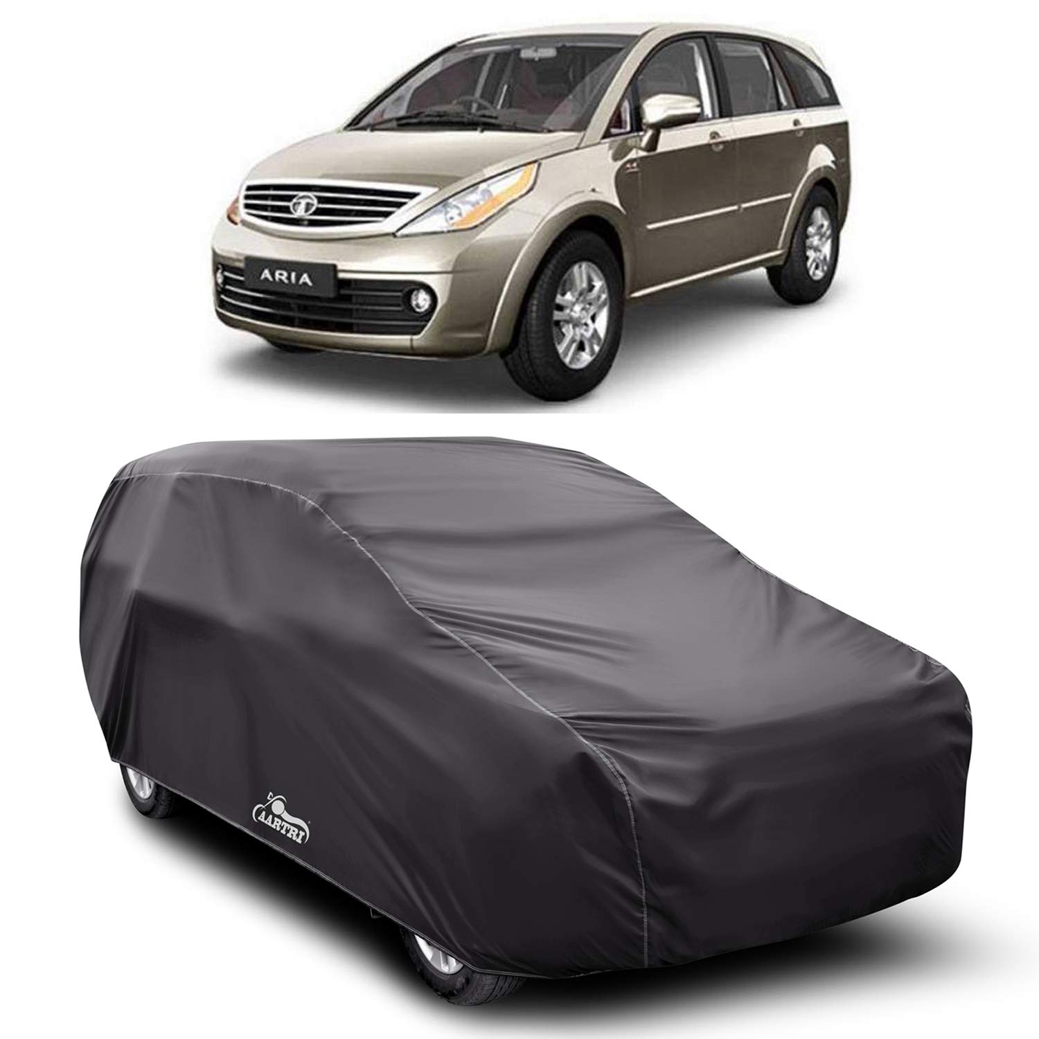 DRStore Water Resistant - dust Proof - car Body Cover for Compatible with Tata Aria car Cover - Water Resistant UV Proof - car Body Cover (Grey Without Mirror)