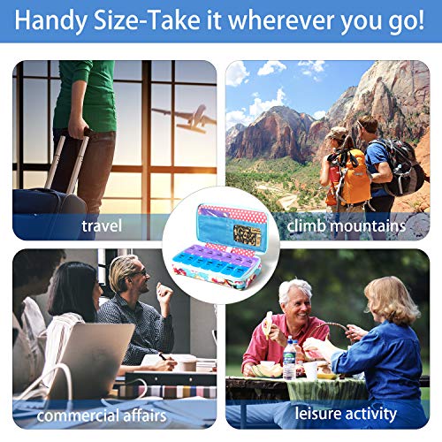 Image of Weekly Pill Organizer 2 Times a Day, Zumd Pill Box 7 Day with Cute Quilted Fabric Zipper Case, Travel Pill Case Am Pm for Vitamin Medicine Organizer