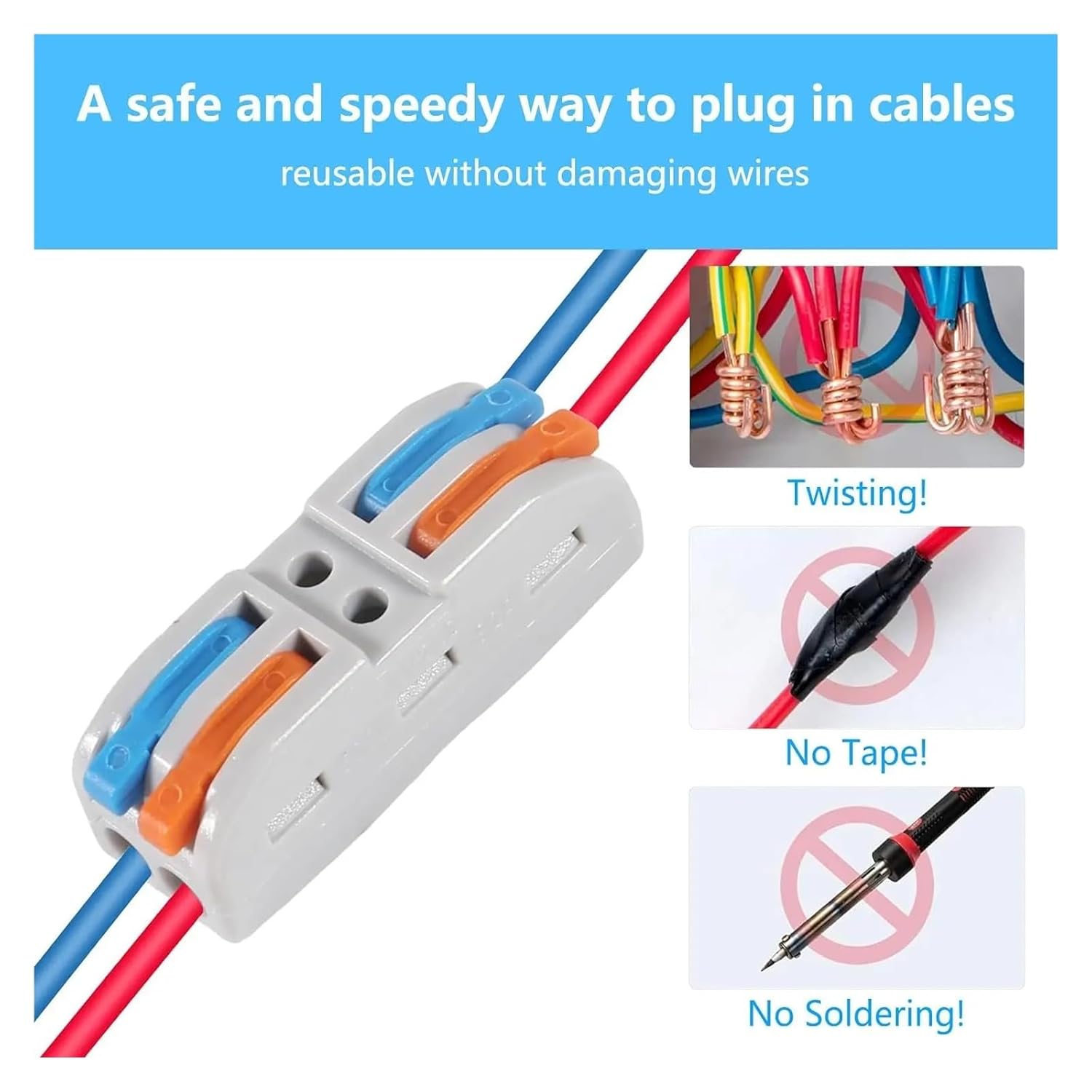 10PCS Lever Wire Connectors, 2 in Out Quick Electrical Nuts Connectors Push-in Conductor Terminal