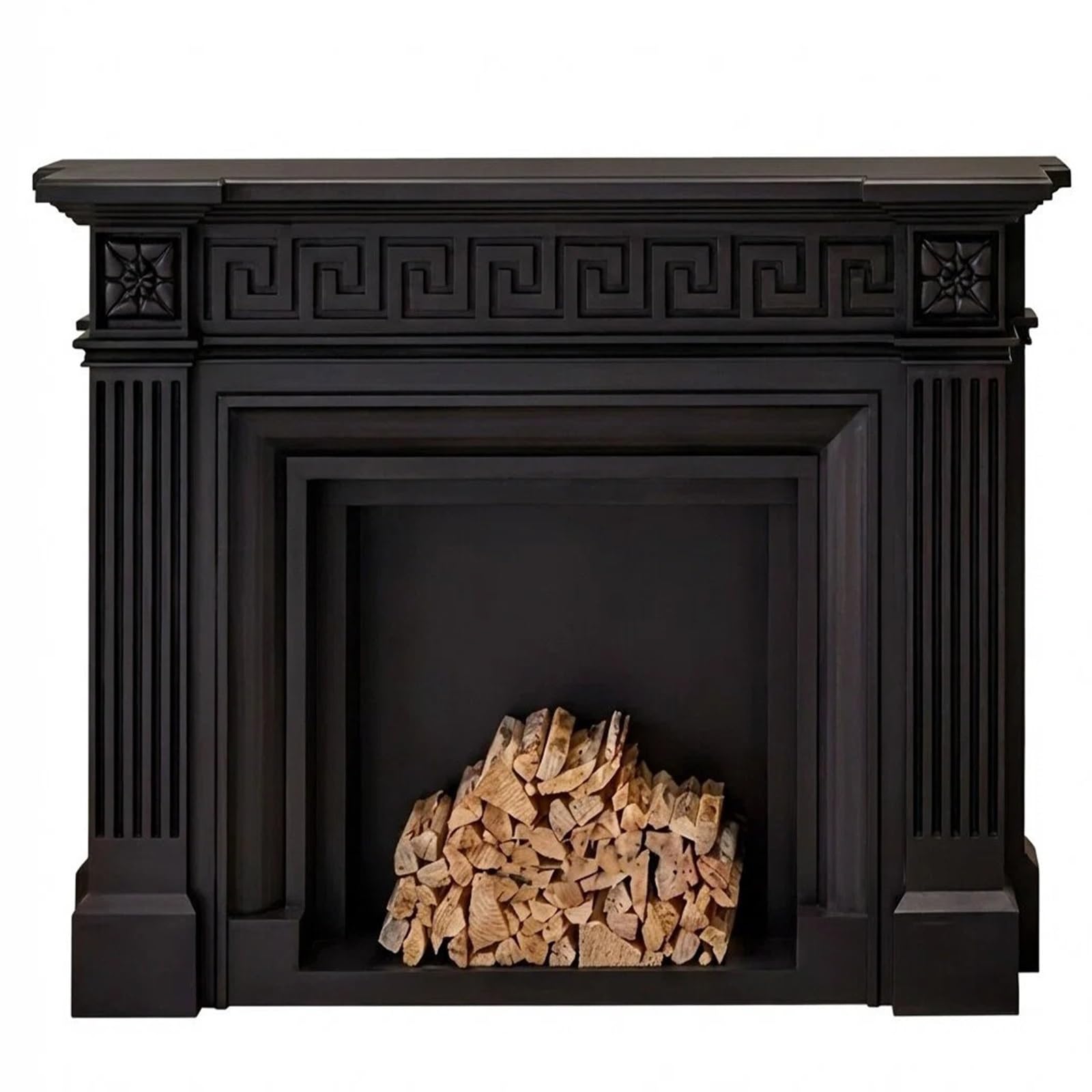 Fzl02068lm One Color Mantels Surrounds Solid Birch Wood Matte Black Fireplace Mantel Decorative Surround Decorated Frame