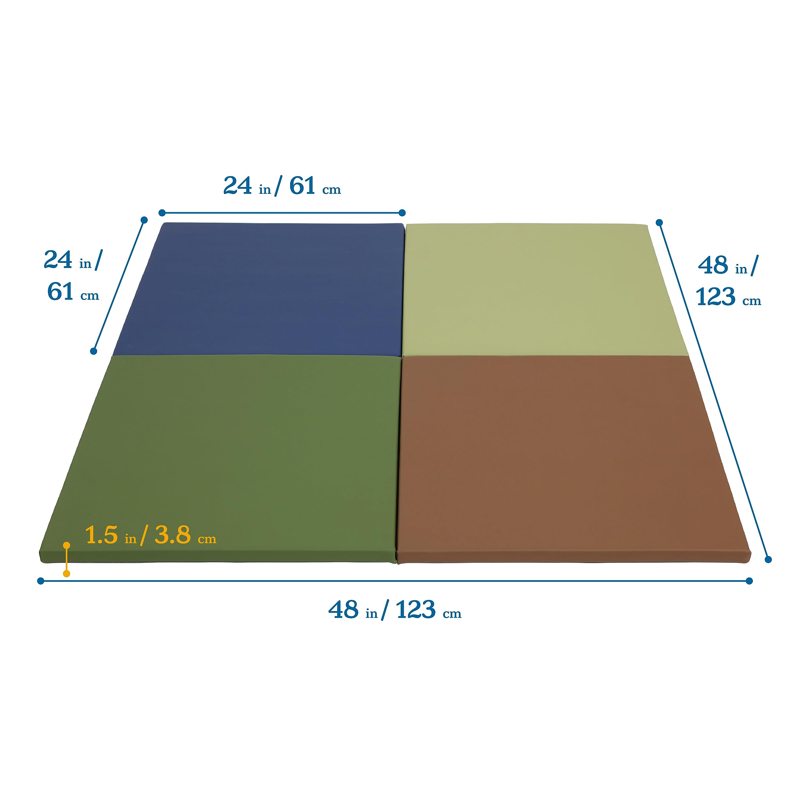 ECR4Kids SoftZone Play Patch Activity Mat Squares, Modular Playmat, Earthtone, 4-Pack