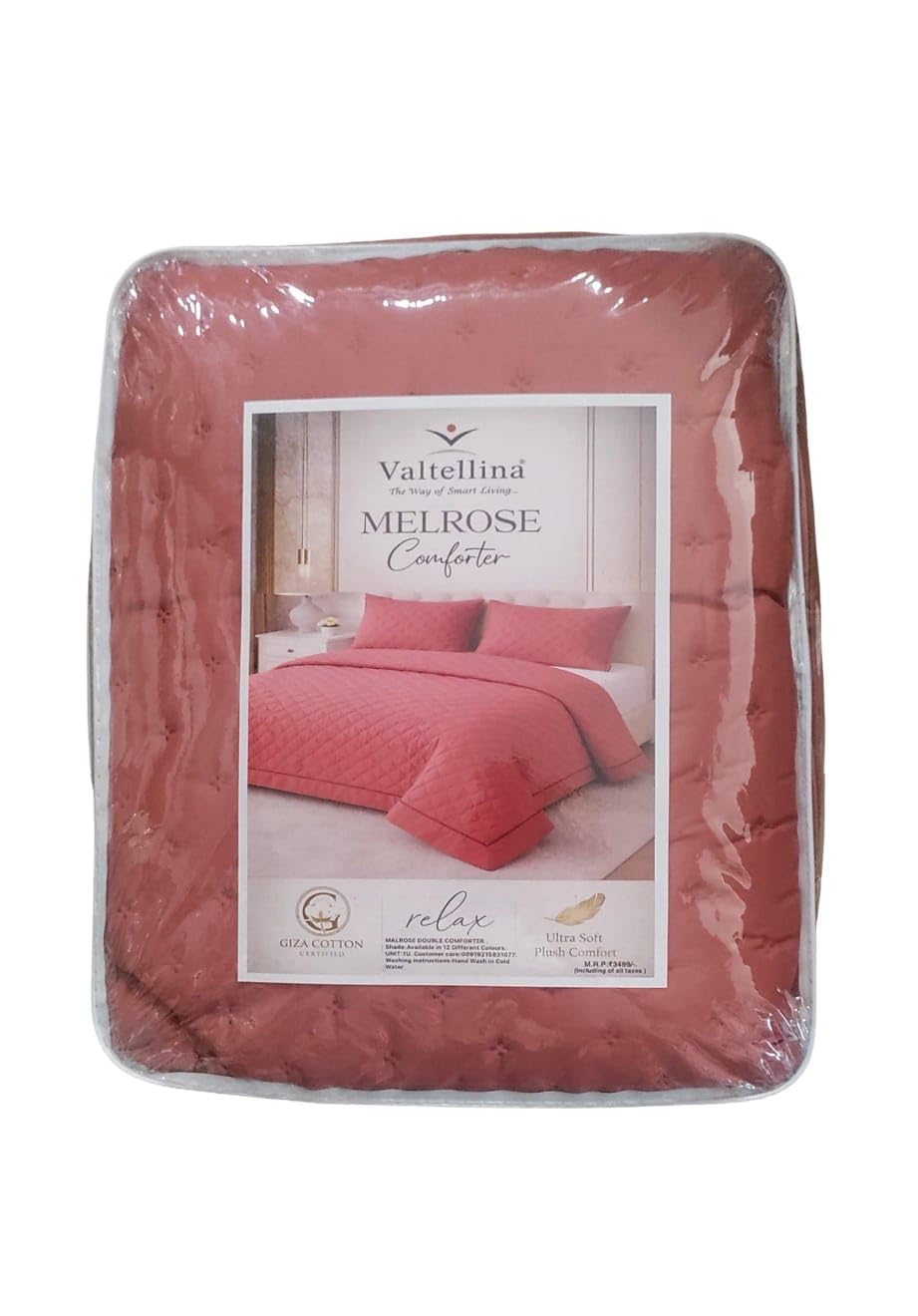 Cotton Comforter for King Size Bed (220 x 235 cm) | Soft & Breathable All Season Comforter with Piping Border | Lightweight Bedding Quilt | 1 Comforter | Color: Light Orange-image-38