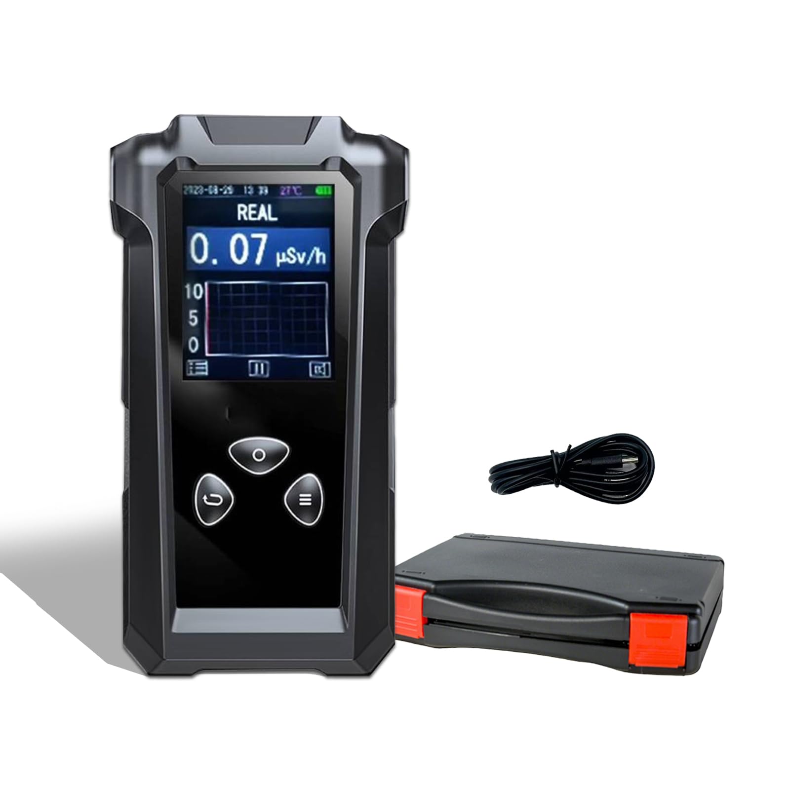 WeGoIOT 2.4" Rechargeable Nuclear Radiation Detector Geiger Counter Radiation Dosimeter, Real-time Detection of Exceeding The Standard Alarm, Four