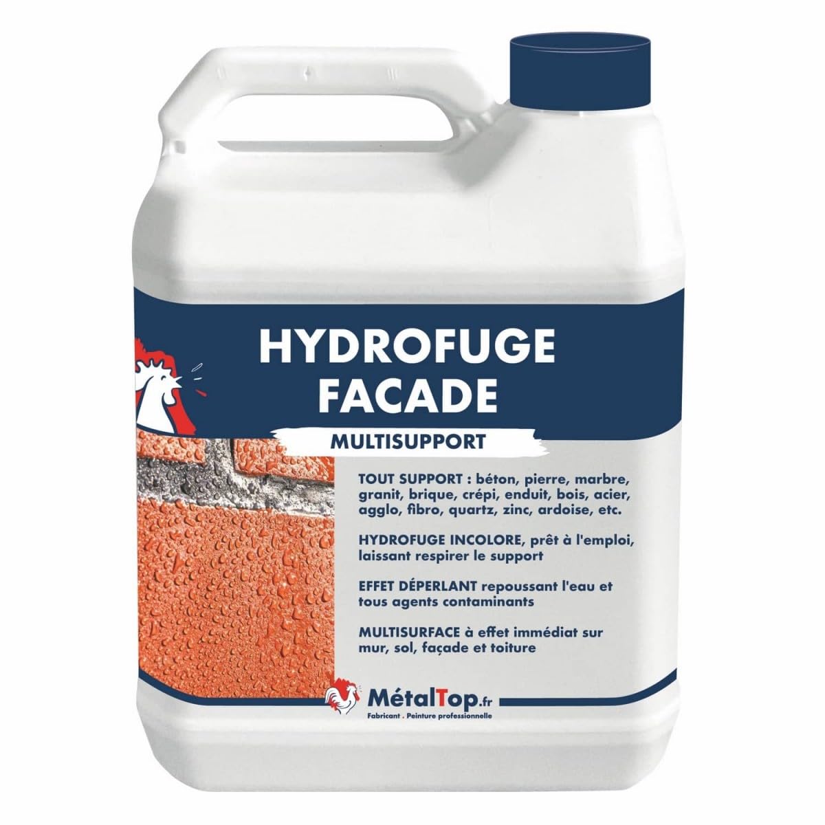 Metaltop - Hydrofuge Facade - 20 L - Traitement hydrofuge microporeux sans film, résistant uv.