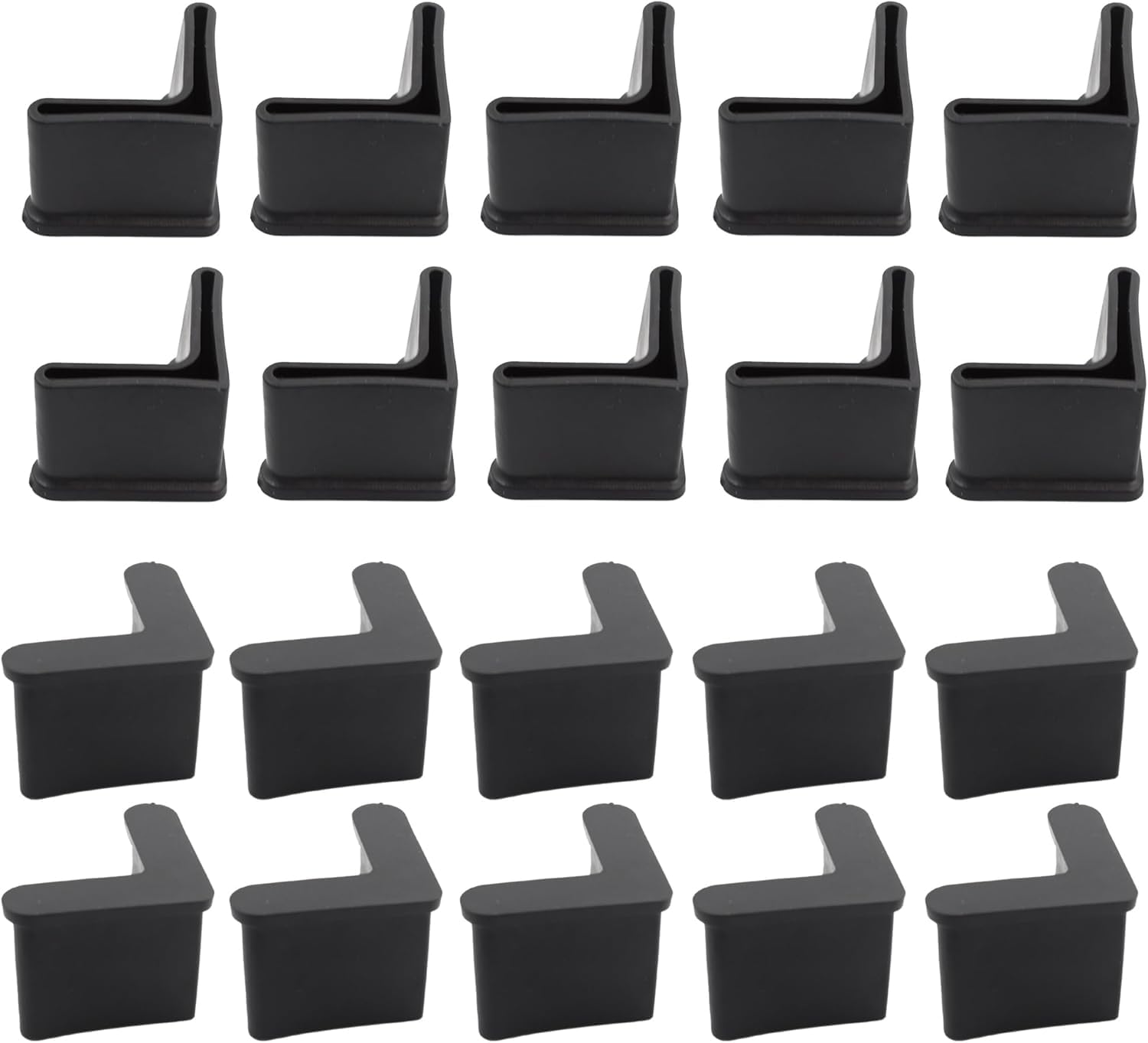 1 inch Rubber L-Shaped Angle Iron End Caps, Black, 25mm x 25mm, Floor Protector Feet for Shelving Racks and Furniture, 20 Pieces-image-24