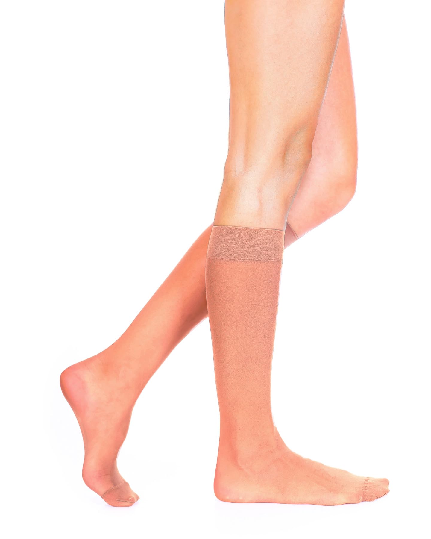 Lady Sofia Women's 8 Pairs Beige 8 Pairs Sophie Knee High Sheer Pop Socks 20 Denier (Beige)