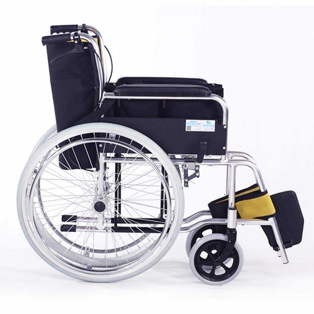 GZZ Vecchia Sedia a Rotelle Pieghevole in Alluminio Leggero, Anziani Disabili Disabili Scooter,Giallo,Taglia unica