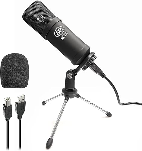 AxcessAbles - Micrófono vocal de condensador USB con un cable de 5.5 pies, soporte de micrófono de escritorio y filtro pop  Micrófono para cantar,