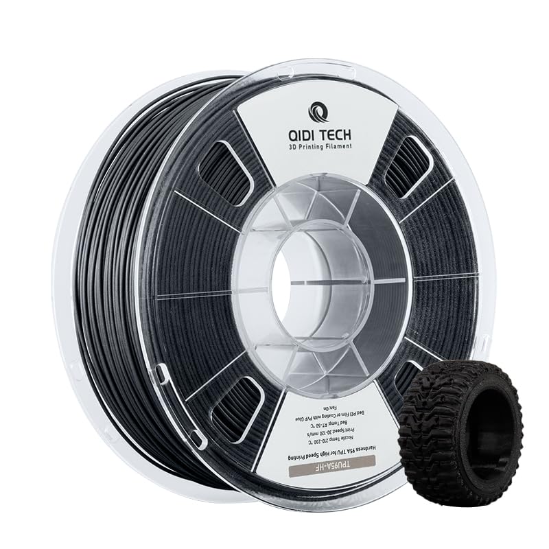 QIDI TECH TPU 95A Hohe Fließfähigkeit Filament 1.75mm,TPU95A-HF Flexibles 3D Drucker Filament, hohe Elastizität,Geeignet für Hochgeschwindigkeitsdruck, 1kg Spule(2.2lbs), schwarz
