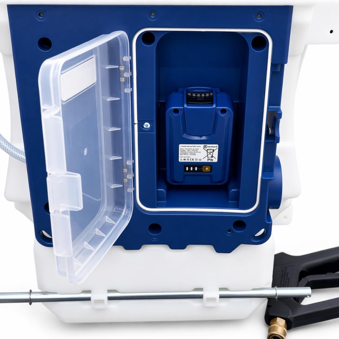 Pulvérisateur électrique Pro Sprayer OUTIWAX - 2 Batteries + Cloche de pulvérisation - Jet jusqu'à 10m à 13m - contenance 30L - 3 Buses Spray - Pulvérisateur électrique toiture Longue portée