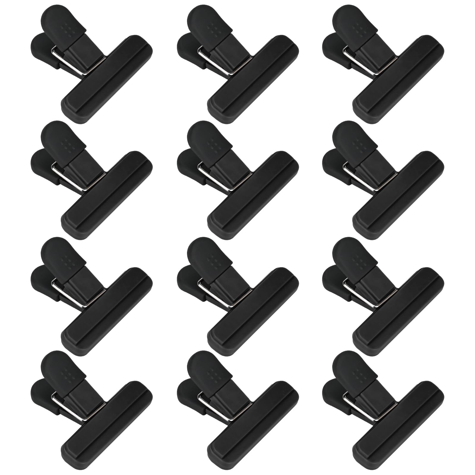 Ouhos 12 Pcs Clip Color Black Freezer Bag Clips for Reusable Food Storage Sealing Home Kitchen Snacks Sandwich Bags — image 1