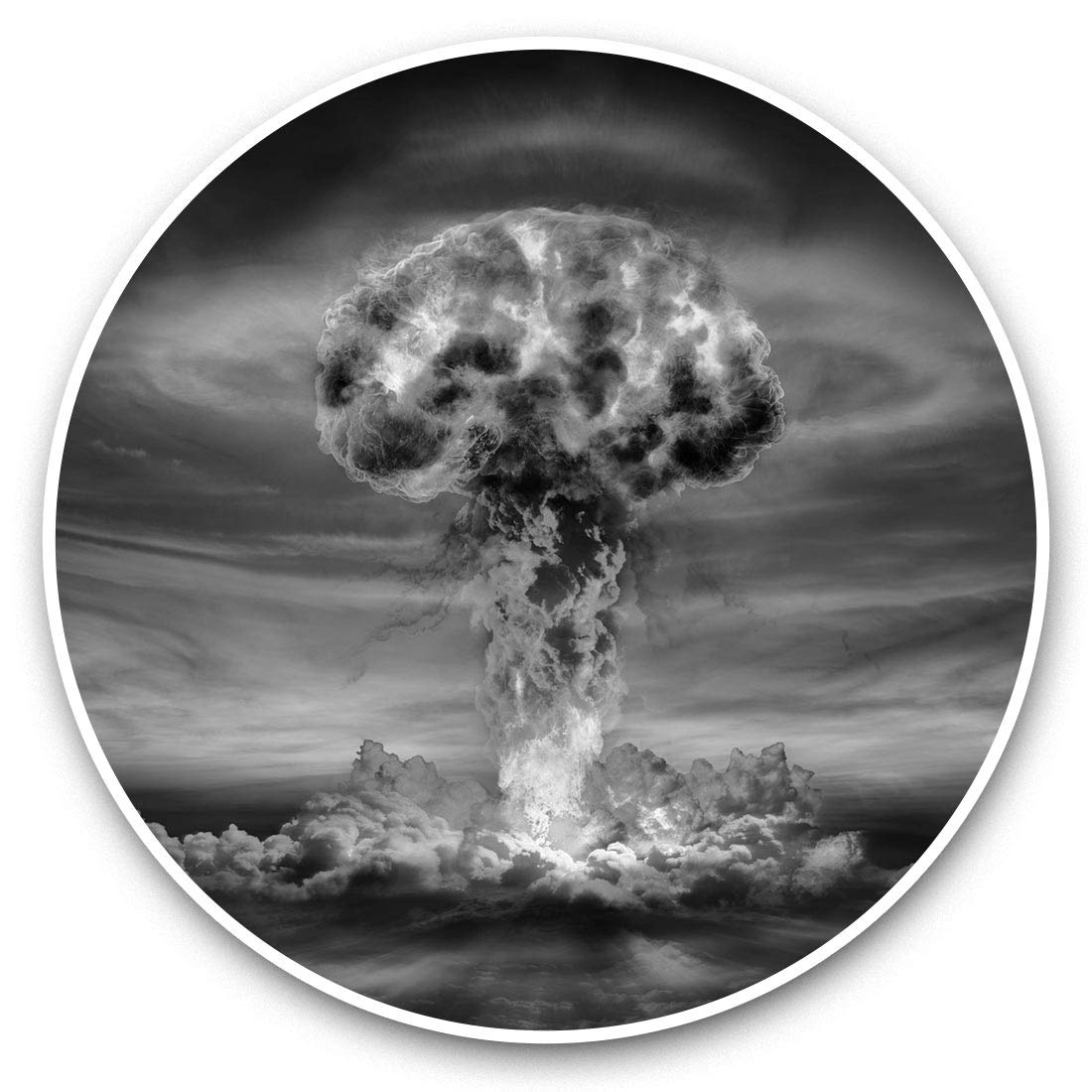 Destination Vinyl Ltd Bw Nuclear Mushroom Cloud Bomb War 37223 Awesome Vinyl Stickers (Set Of 2) 7.5Cm (Bw) - Nuclear Mushroom Cloud Bomb War Fun Decals For Laptops,Tablets,Luggage,Scrap Booking,Fridges #37223