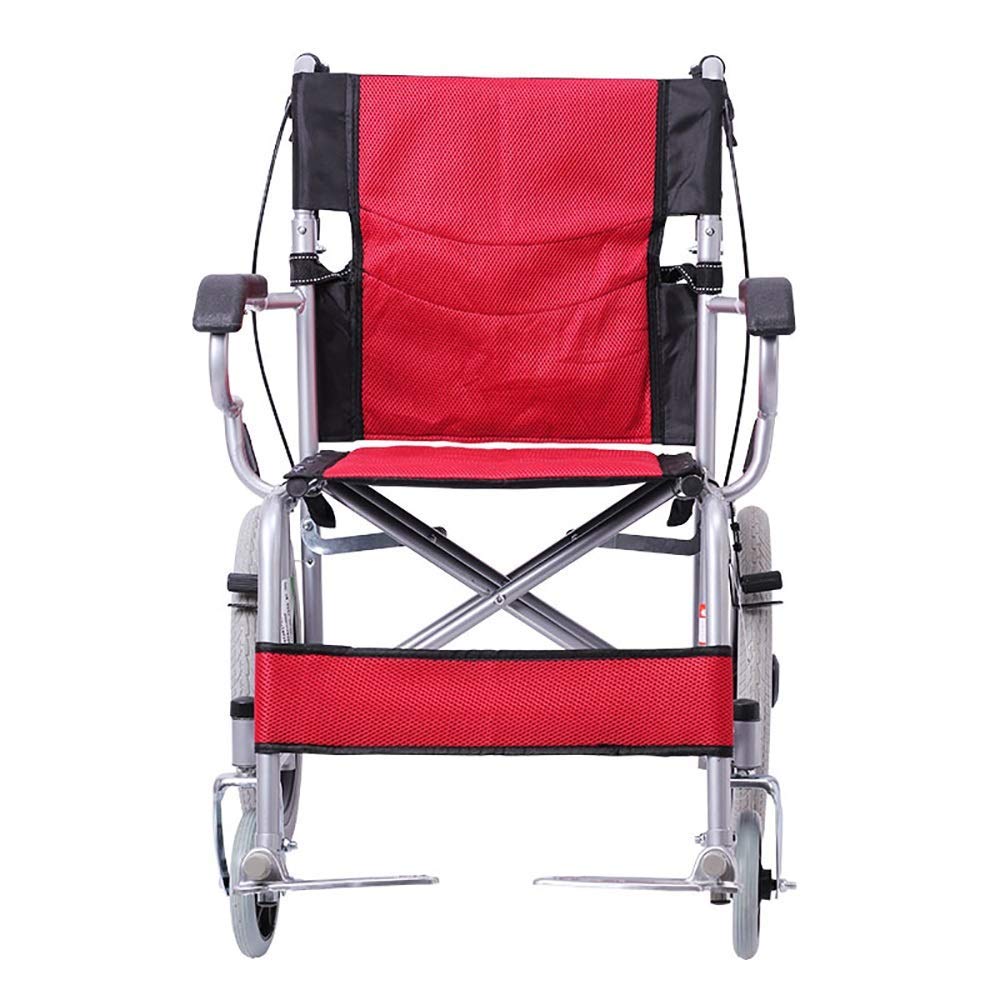 Silla de Ruedas Autopropulsable,Silla de Ruedas Silla de Viaje Portátil Discapacitados Ancianos Silla de Ruedas Manual Ligera/Red