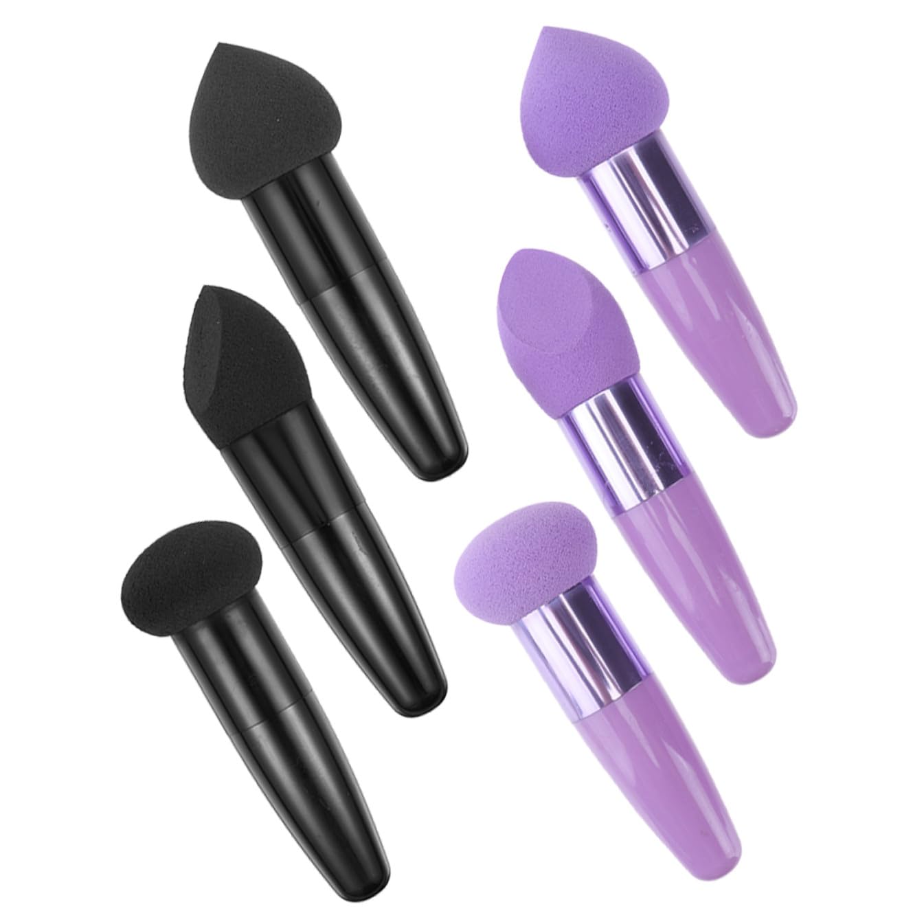 Abaodam Set 6 Pennelli a Forma di Penna in Lattice Nero e Porpora, Delicati e Portatili, per Uso Quotidiano Ogni Tipo di Cosmetico
