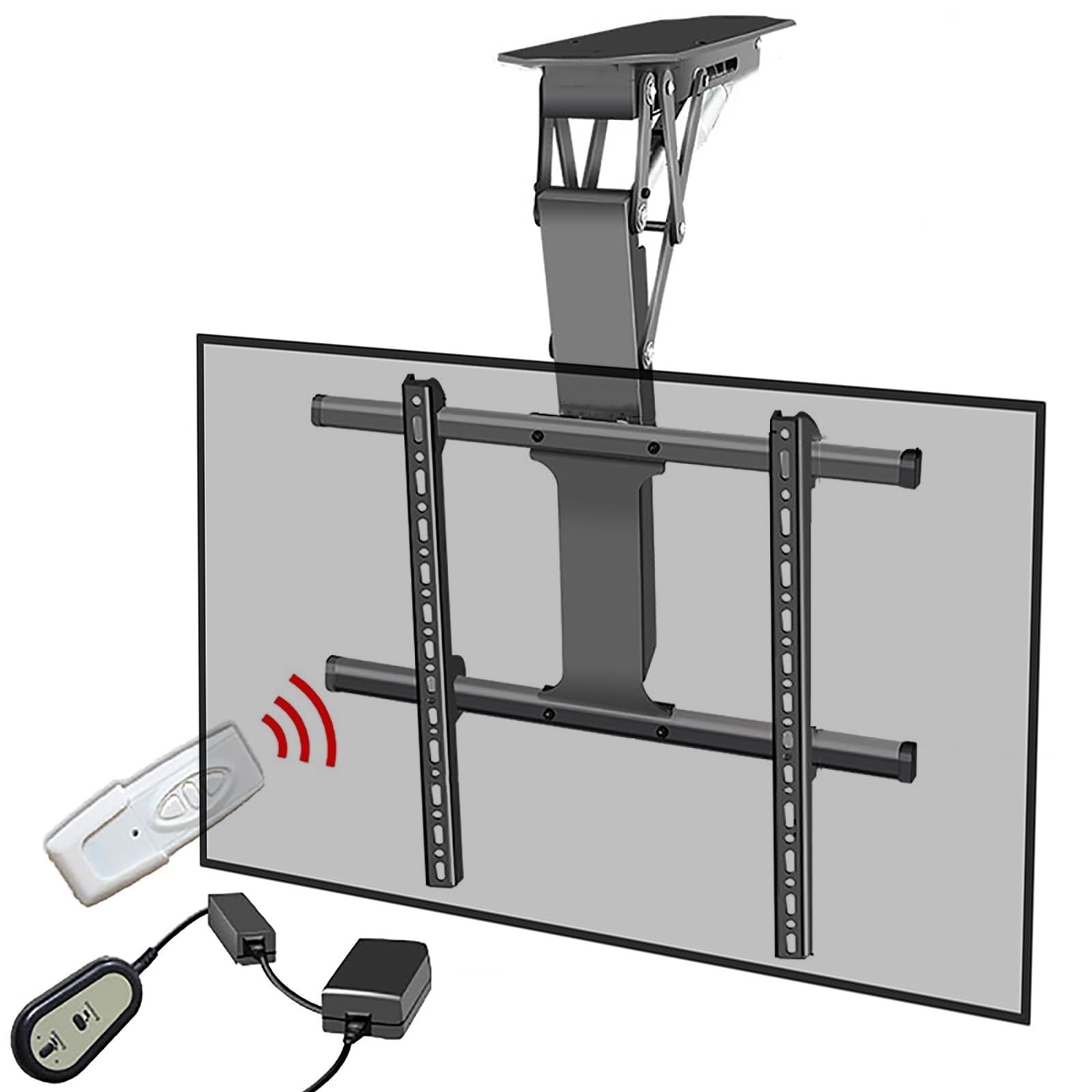 HPTHLY Electric Tv Ceiling Mount - Tv Wall Mount, 0-85° Flip Down Pitched Lift Mount,For 32-70 Inch Plasma Lcd Led Tv And Monitors,Saving Space,Two Types Of Installation,50,75Inch Tv