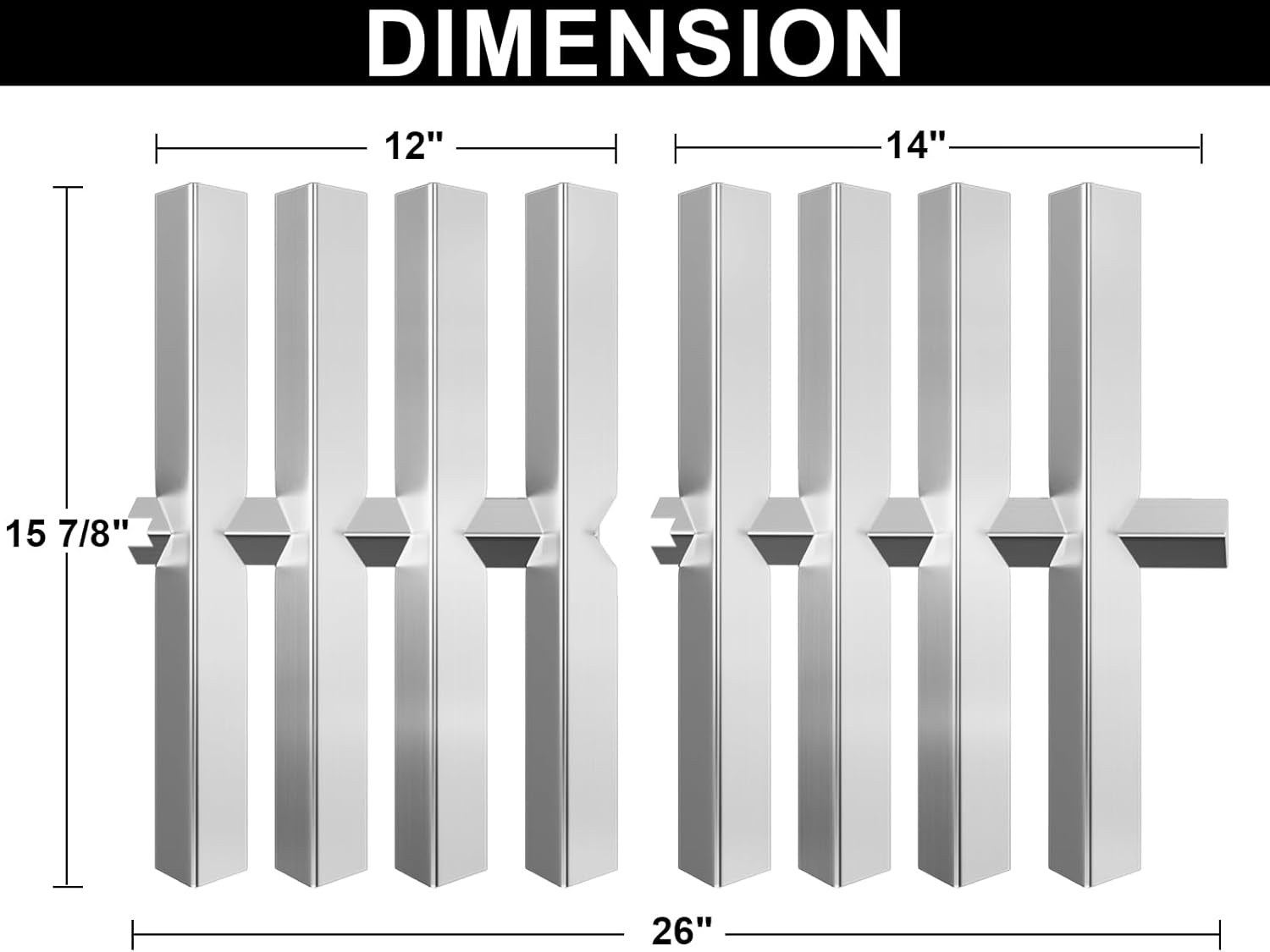 9898 Flavorizer Bars for Weber Summit Silver/Gold/Platinum C/C4 & D/D4 Series,15 7/8" Replacement Parts for Weber 5230001 5710001 5230009 5330001 5340001 for Weber Stainless Steel Heat Plate Set 98982