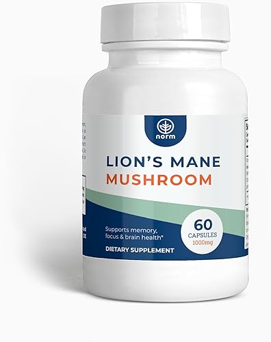 norm Cápsulas de hongos de melena de león 1000 mg de Hericium erinaceus orgánico con cuerpo fructífero y micelio Enfoque, memoria y apoyo del