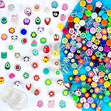 400PCS Acrylic DIY Happy Face Beads for Girls Mixed Colorful Fruit Animal Flower Shape Polymer Clay Beads Happy Face Cute Beads for Jewelry Making Bracelet Earring Necklace Craft Making Supplies