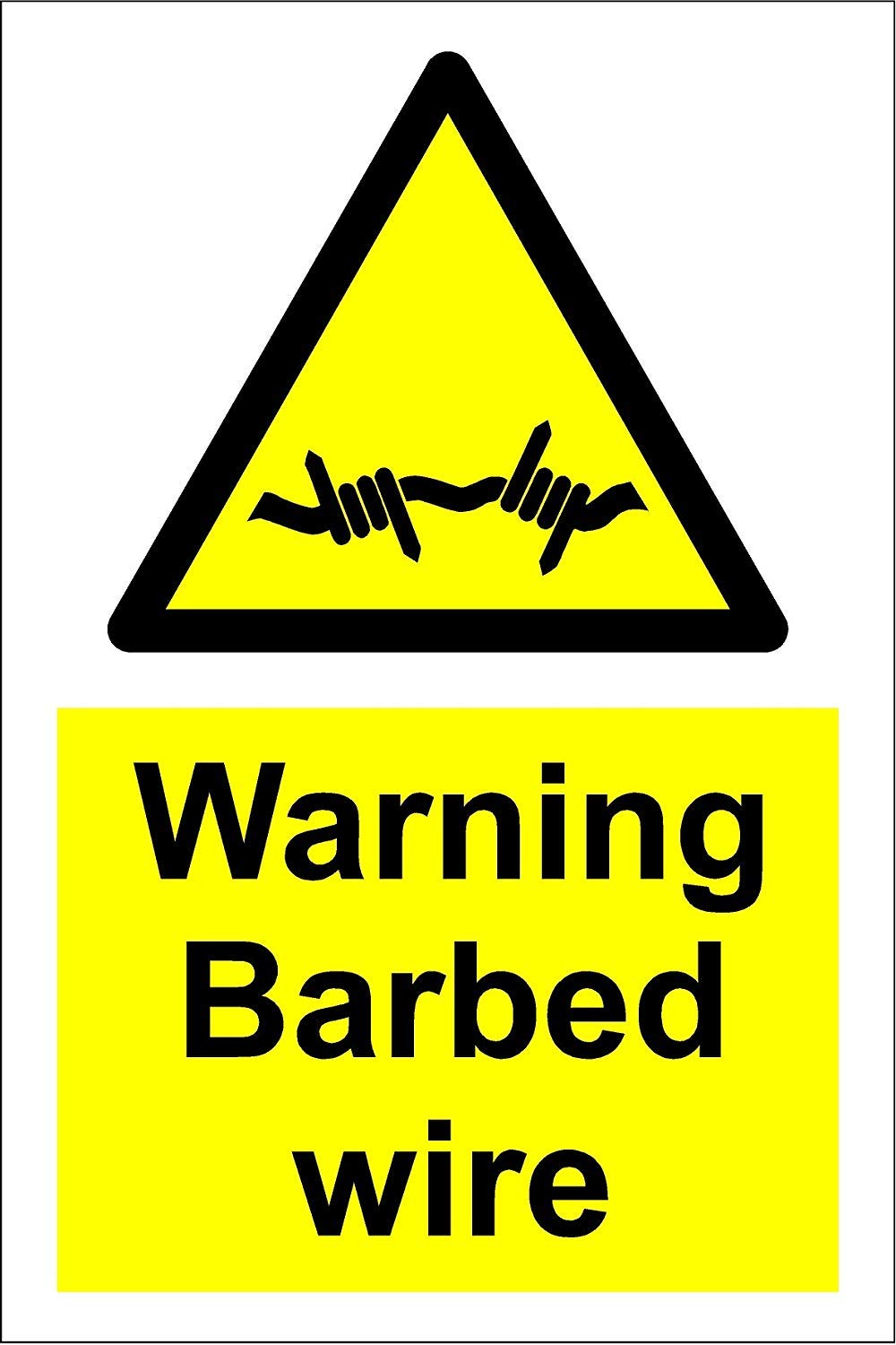 Kpcm Display Ltd Warning Barbed Wire Safety Sign - 3Mm Aluminium Sign 300Mm X 200Mm