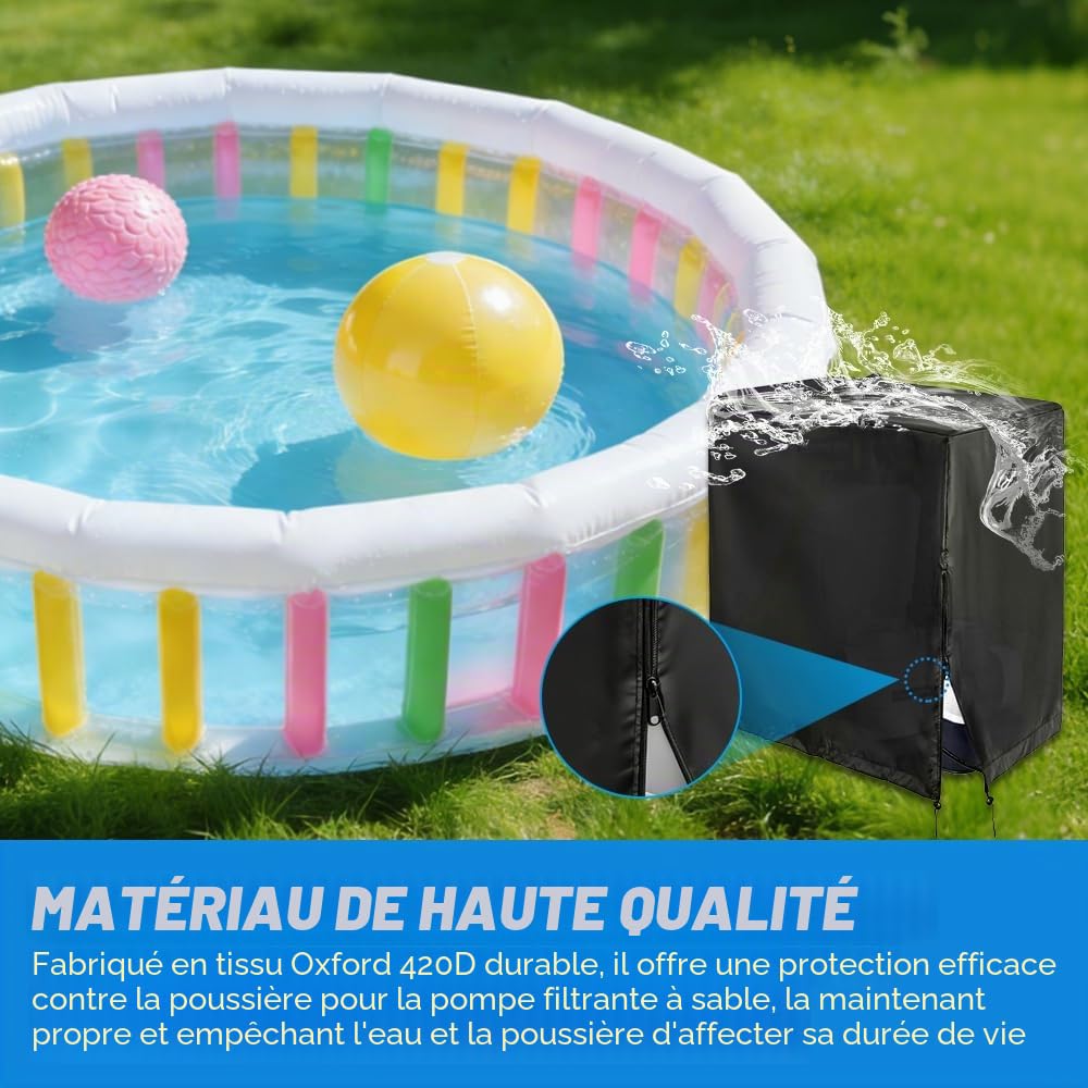 NAVESO Abri Pompe Piscine, Abri Pompe Piscine Hors Sol, Cache Pompe Piscine pour Pompe De Piscine Intex Krystal Clear, Cache Pompe pour Pompe Piscine Filtre à Sable (84x61x86cm)