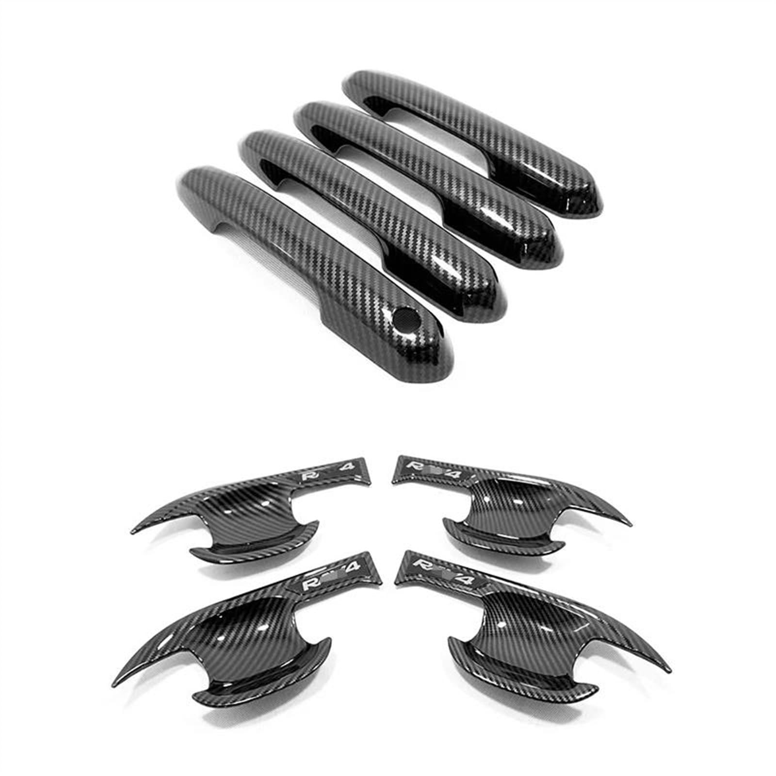 SLIMES ABS Carbon/Chrome Car Side Door Protector Handle Trim Cover Exterior Accessories for Toyota RAV4 XA50 2019-2022 Protection(Carbon 5)