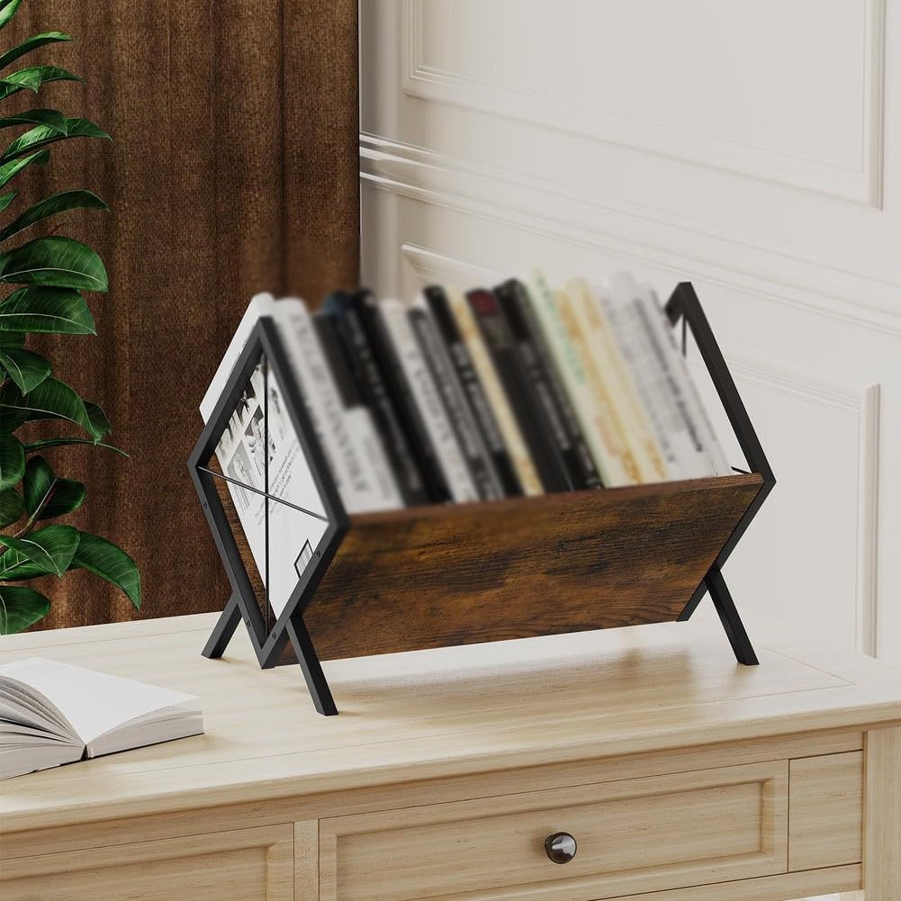 Supporto per dischi in vinile in legno con telaio in metallo LP Holder