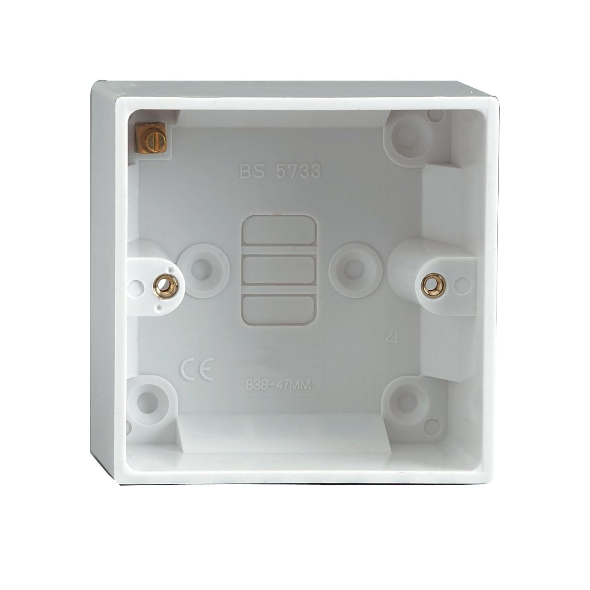Extra Deep Moulded Surface Mounted Back Box/Pattress Box 1 Gang Single 47mm - White