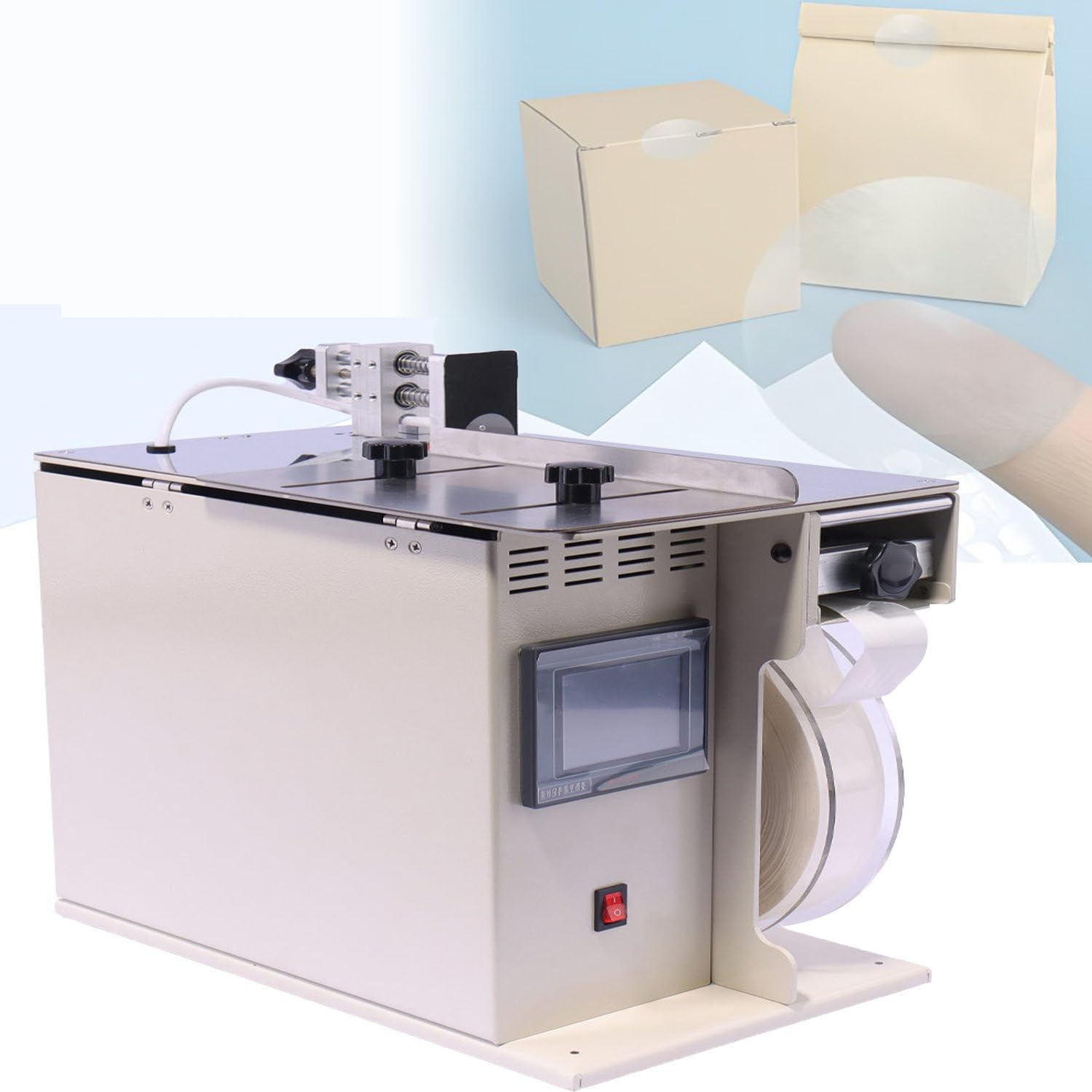 GTANND Semi-Automatic Straight Angle Labeling Machine,90° Corner Label Applicator with LCD Touchscreen,Automatic Centering Labeler,Precise Bid Dispensing,Small transparent round Labels