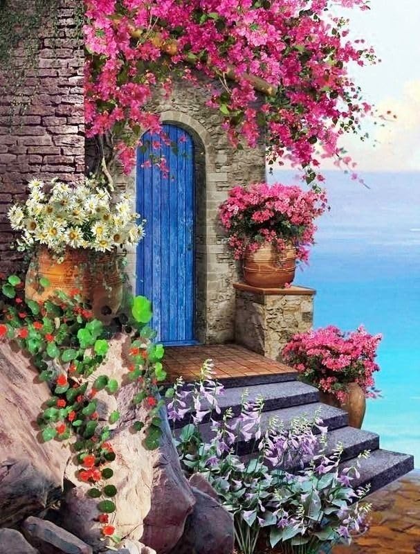Image of Jasol Diamond Painting Kit, 40x30 Cms, Full Drill, 5D Crystals, Home Wall Decor Gift Set (Sea Hut M45255)