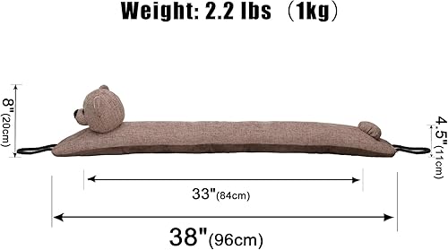 Miniatura 2 de Marwood Tope decorativo para debajo de la puerta, 38 pulgadas, para puerta y ventana, tapón de aire con peso de animal para corrientes de aire,