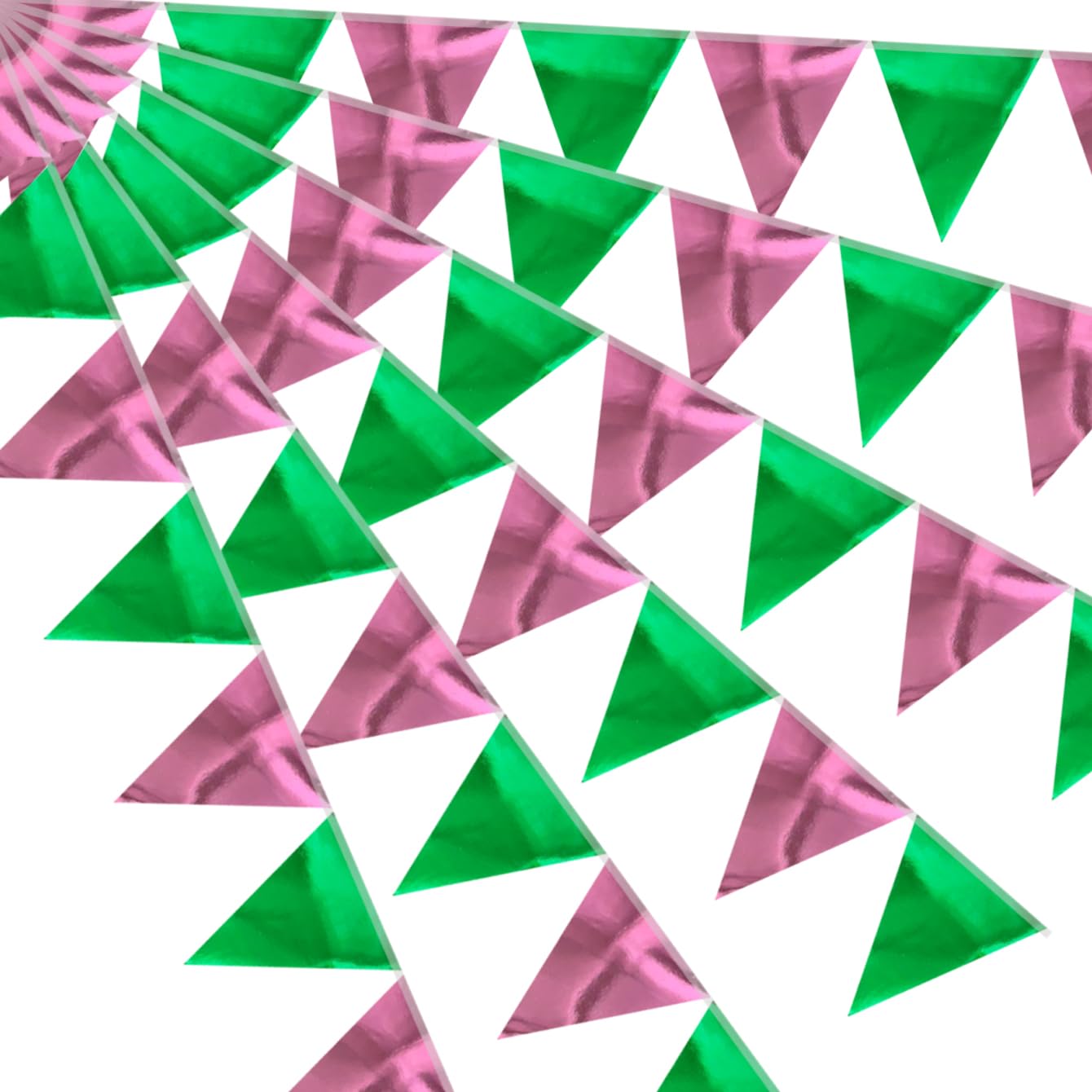 64ft Green and Pink Triangle Pennant Banner Flag Metallic Paper Bunting Garland for Hanging Backdrop Birthday Decorations Graduation Bachelorette Bridal Wedding Shower Party Supplies