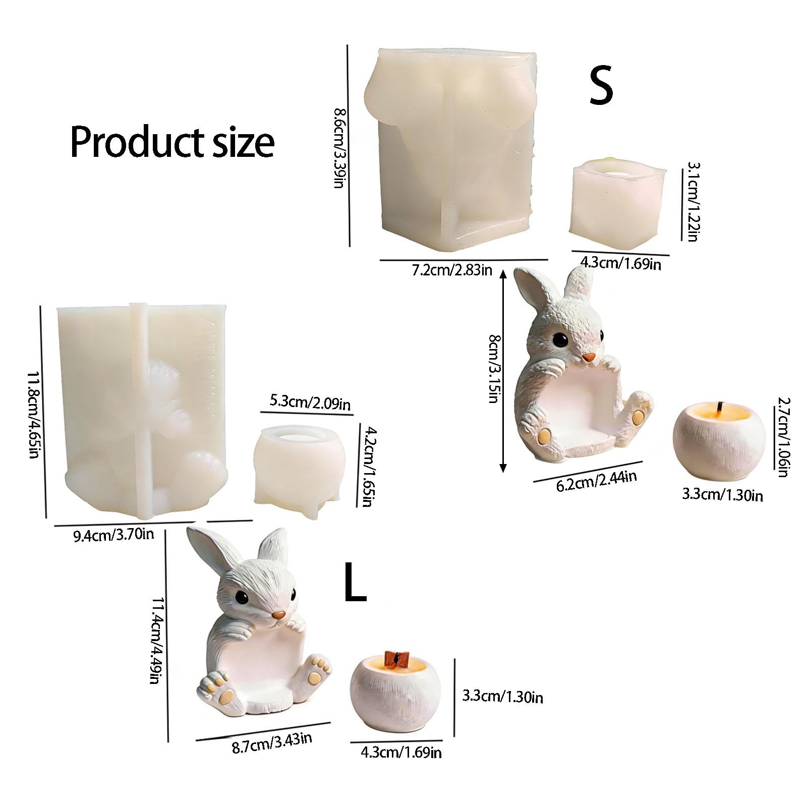 Molde artístico de silicona para hacer velas decorativas en forma de conejo y tazón, accesorios hechos a mano para velas