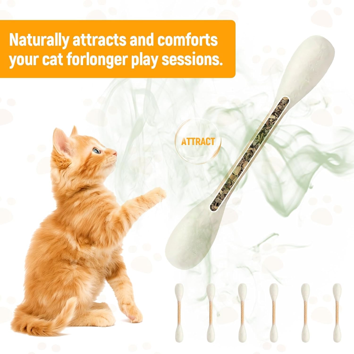 6 sztuk Giant Q Tip Cat Toy with Premium Catnip, interactive Cotton Swab Cat Kicker Toy for Indoor Cat, Soft Plush Teething Chew Sticks for Boredom Relief and Exercise