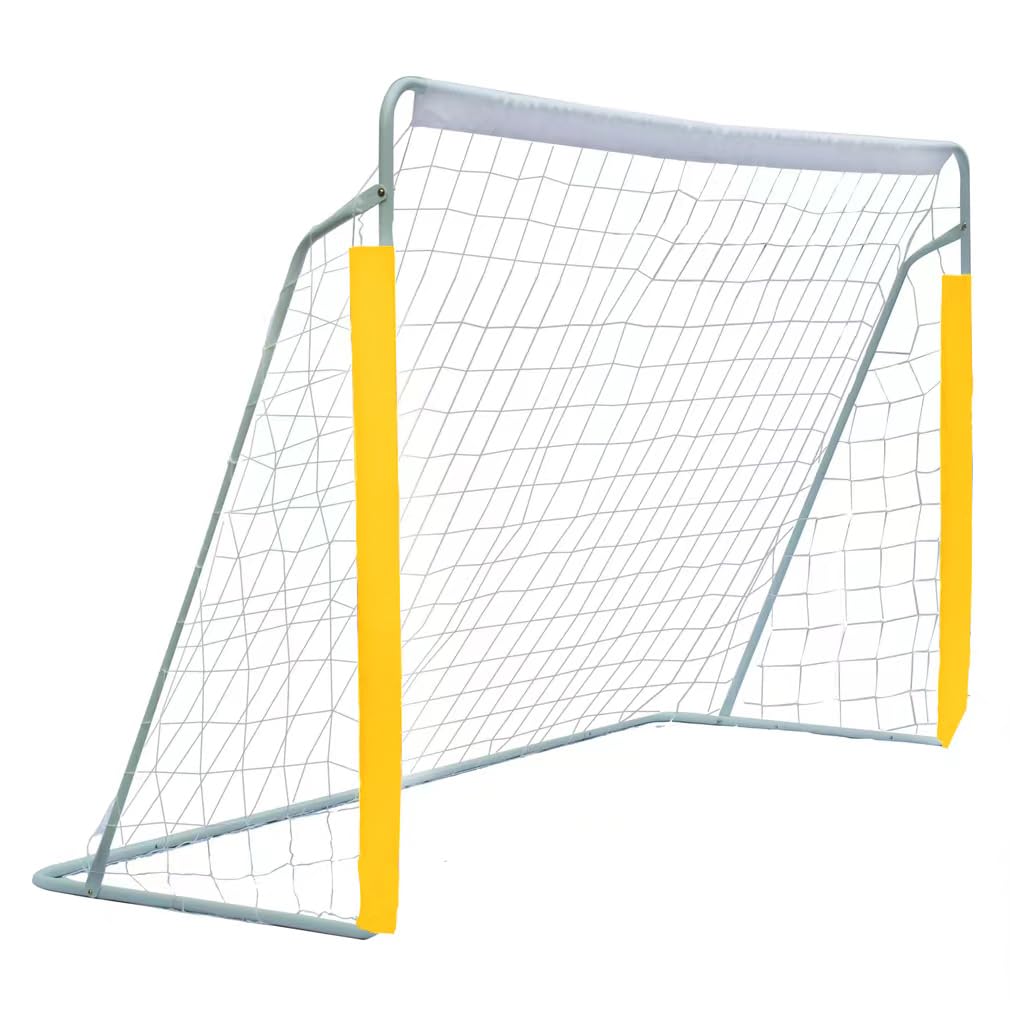 Porta da calcio portatile da 2,4 m in acciaio, per attività all'aperto, giardino, allenamento, con rete da calcio antimuffa e borsa nera per il trasporto, 240 cm